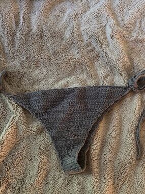 Women’s Tie-Side Crochet Bikini Bottom - Gray